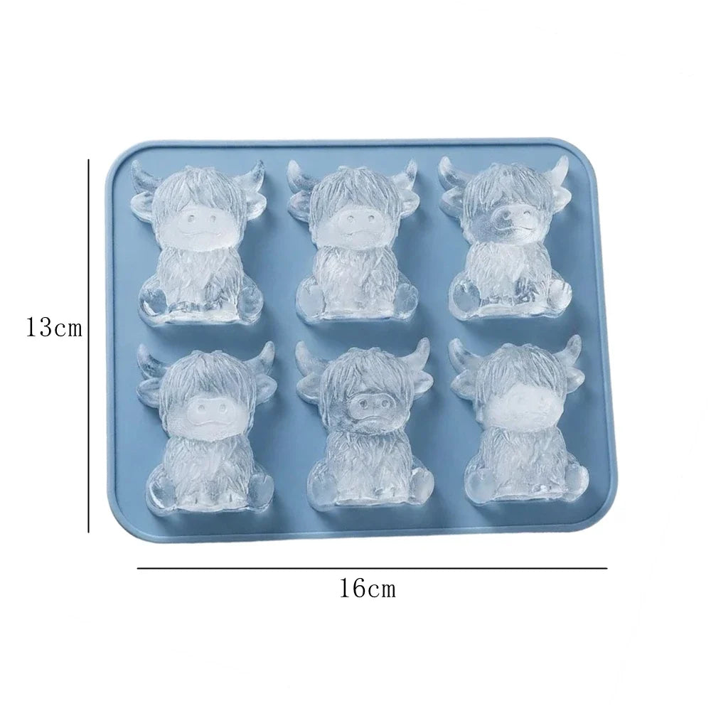 Highland Cow Ice Cube Mold | Cute 3D Silicone Tray for Drinks