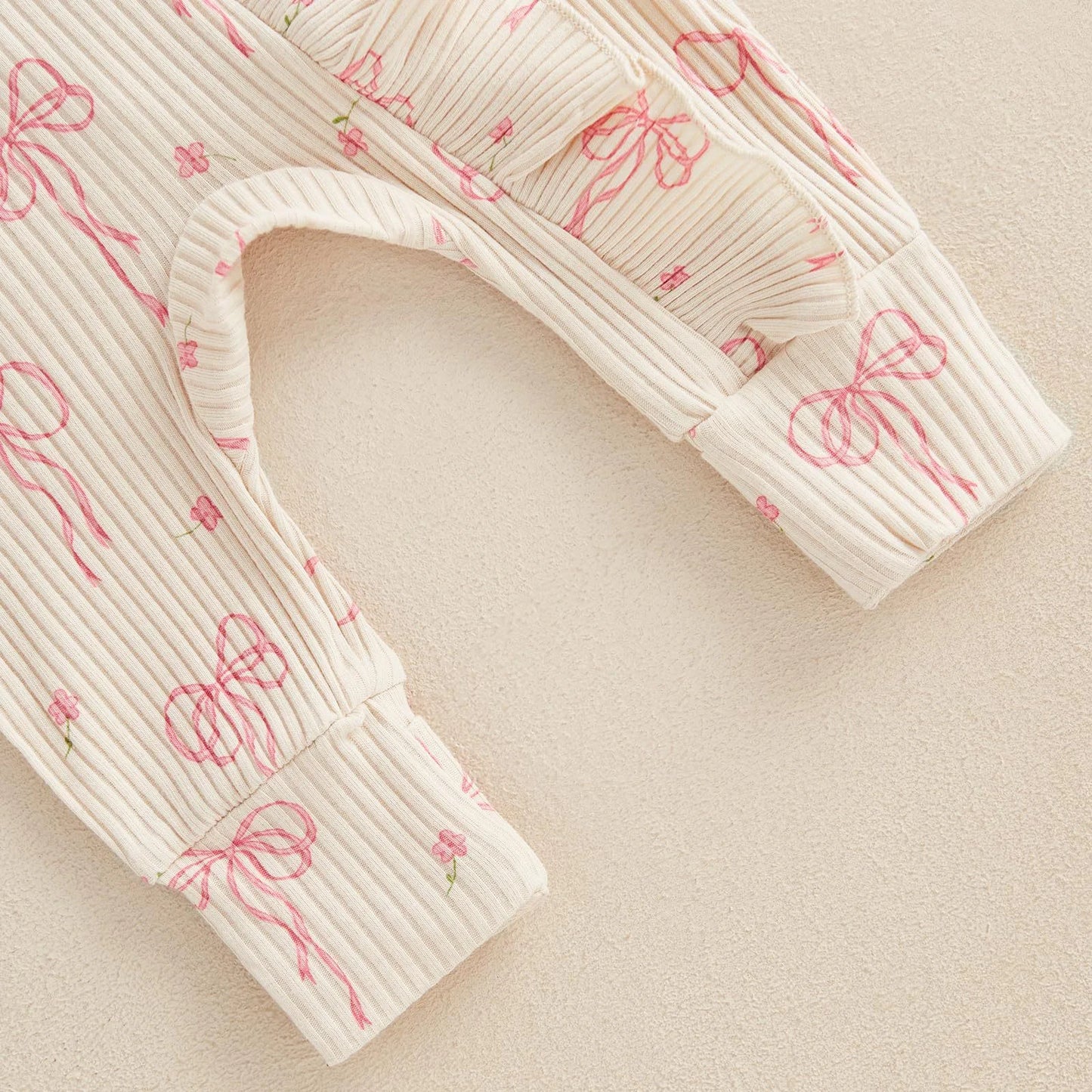 Charming Butterfly Knot Print Long Sleeve Baby Romper & Headband