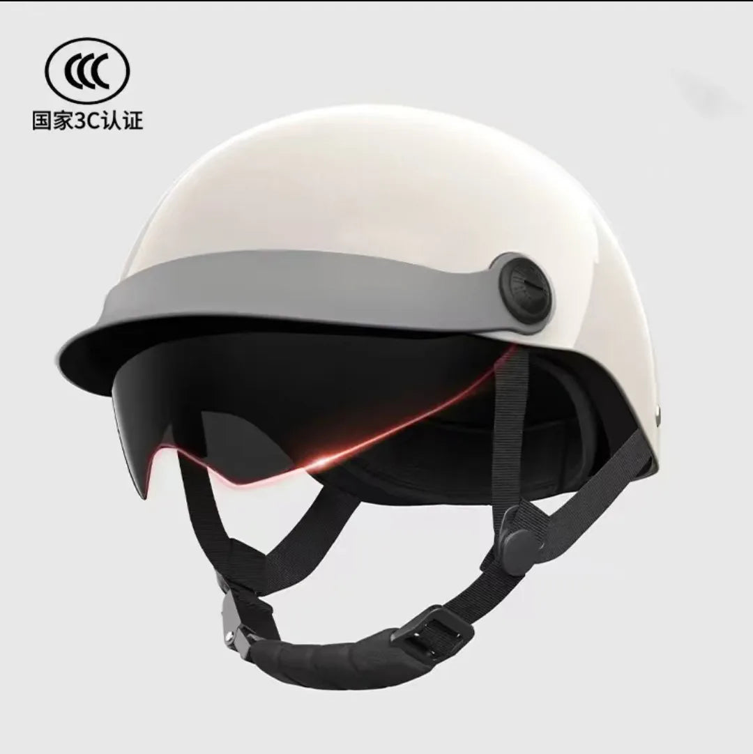 Unisex Classic Retro Half Motorcycle Helmet with Goggles