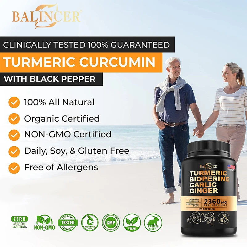 4-in-1 Turmeric and Garlic Supplements | High Potency Herbal Blend