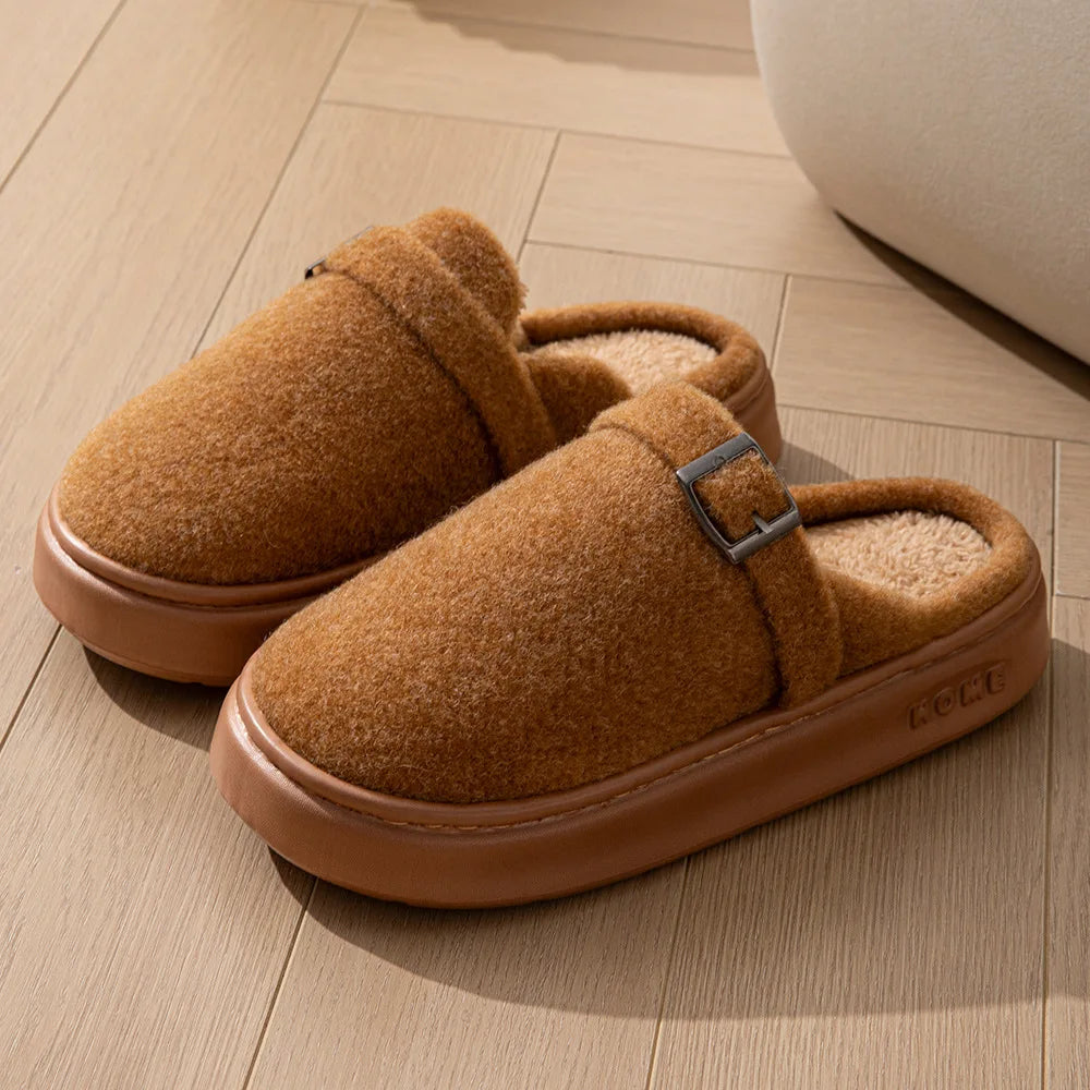 Couples Plush Fleece Slippers | Warm Non-Slip House Shoes