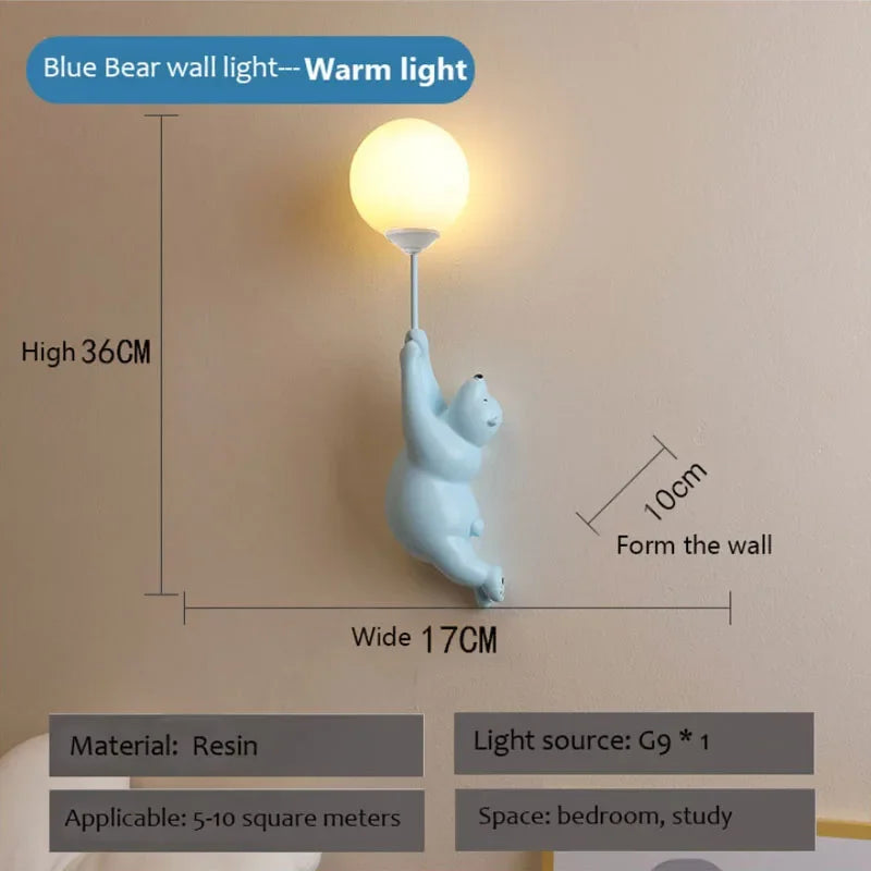 Cartoon Polar Bear LED Sconce Light | Fun Bedroom Decor