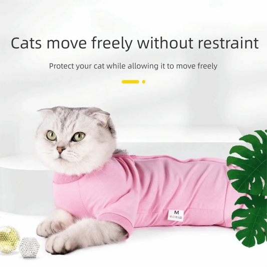 Traje de recuperación ajustable para gatos | Tejido suave para una curación cómoda