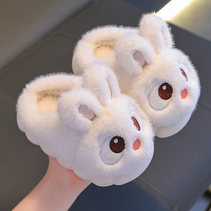 Children's Winter Cotton Slippers | Warm Rabbit Ear Indoor Shoes