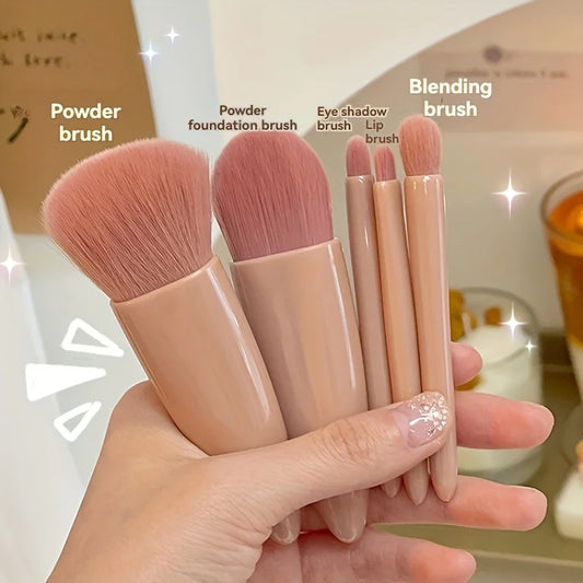 Set de brochas de maquillaje portátil con espejo | Kit de viaje