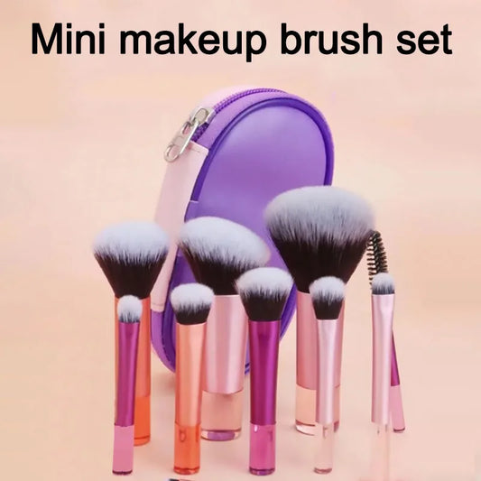 Juego portátil de mini brochas de maquillaje | Herramientas para un contorno perfecto