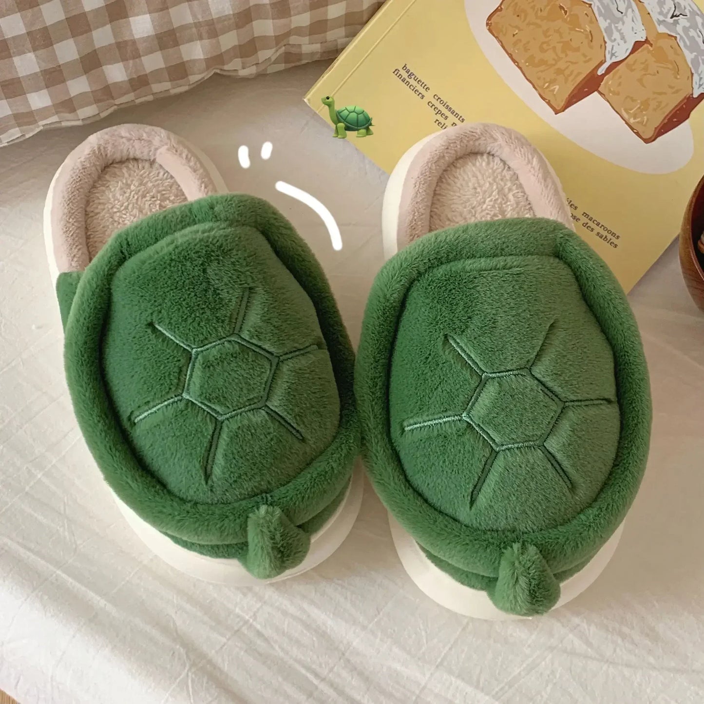 Cute Turtle Plush Slippers | Soft Warm Indoor Winter Footwear