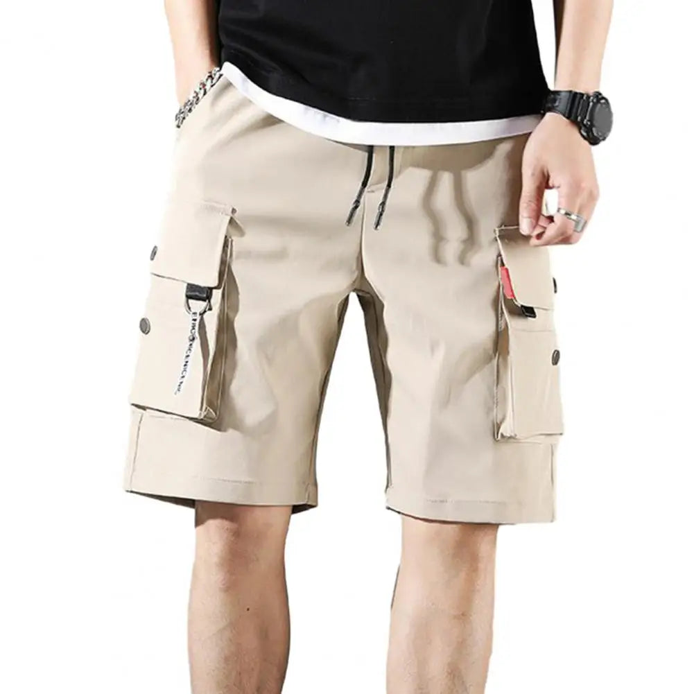 Men's Summer Cargo Shorts with Elastic Waist and Pockets