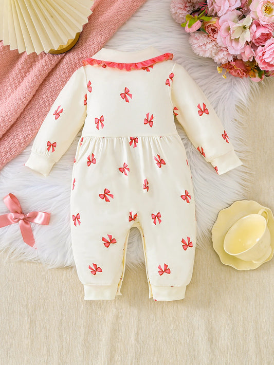 Mameluco con lazo para bebé niña | Lindo conjunto de invierno para las más pequeñas