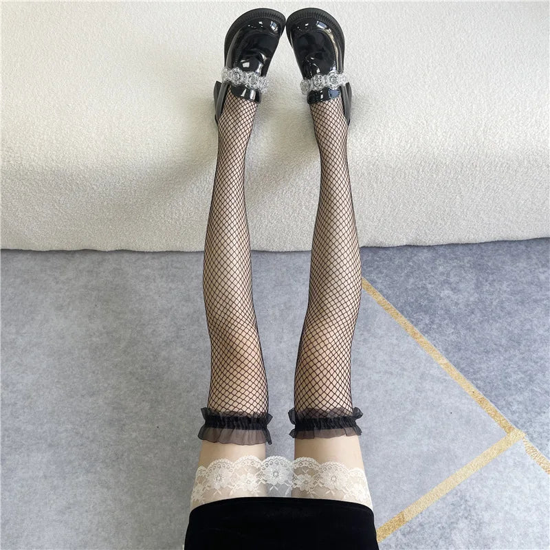 Women's Sexy Lace High Thigh Bow Stockings | Stylish Over-The-Knee