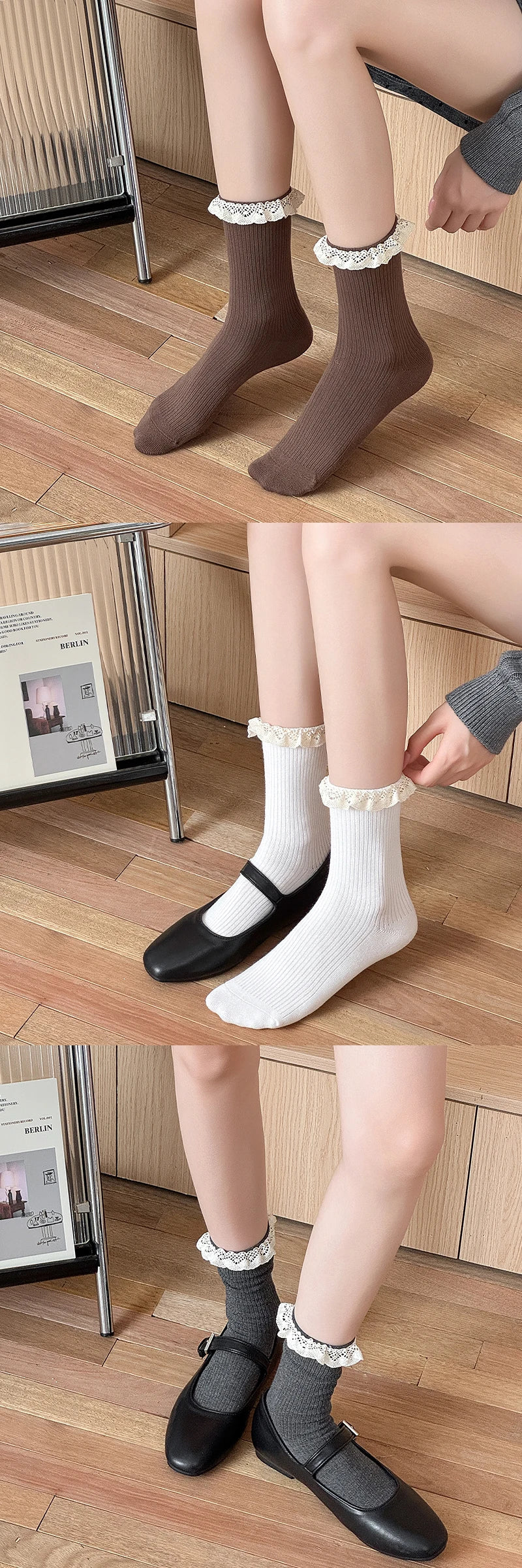 Women's Cotton Lace Edge Socks | Stylish Pack of 5