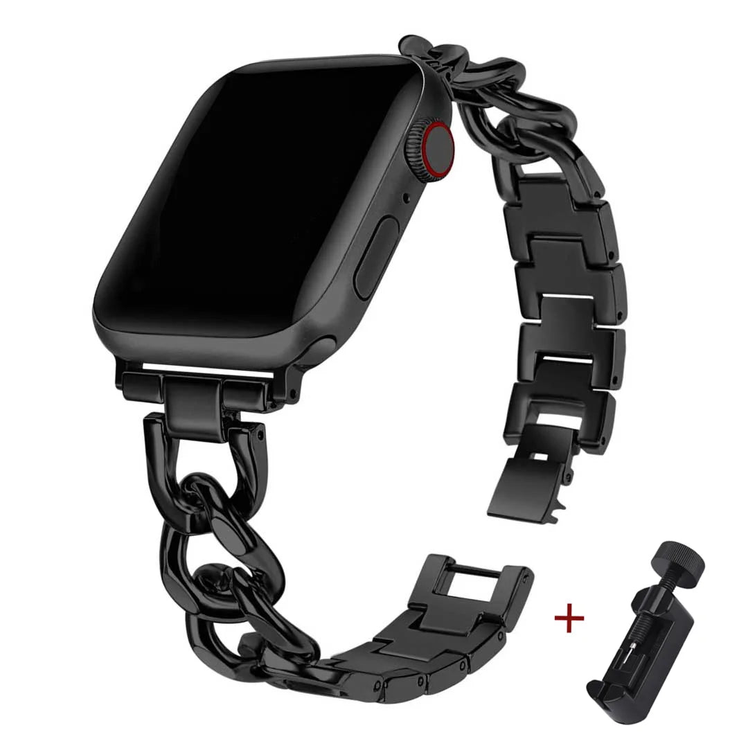 Bold Stainless Steel Cuban Link Bracelet for Smartwatches