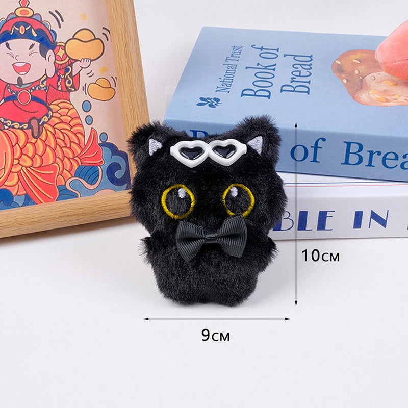 Cute Cartoon Black Cat Plush Keychain | Novelty Backpack Accessory