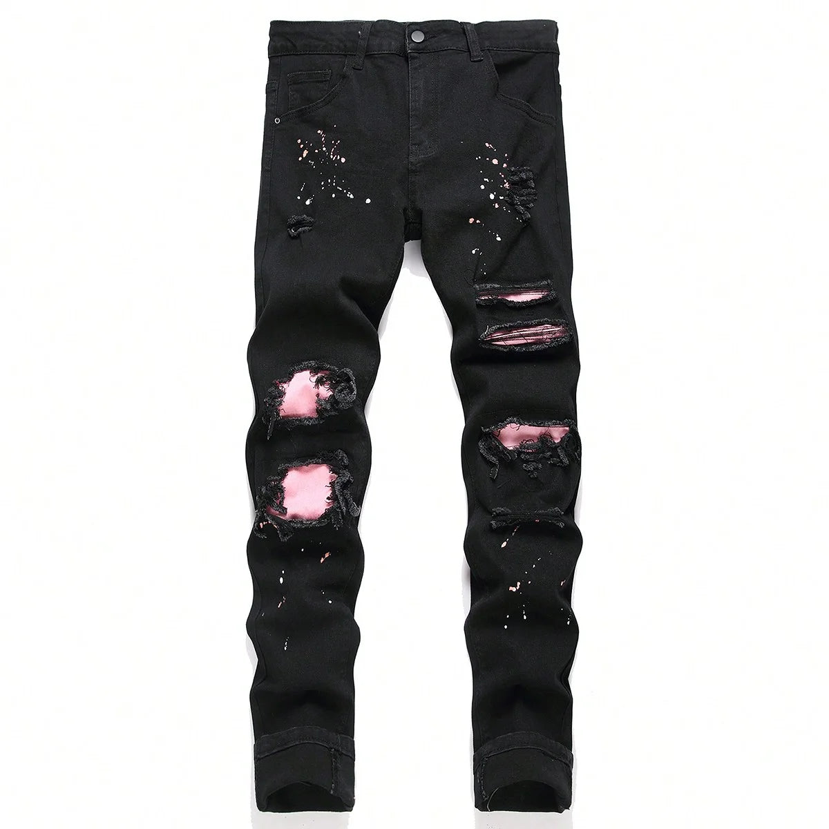 Men's Stretchy Skinny Denim Jeans | Ripped Casual Pants