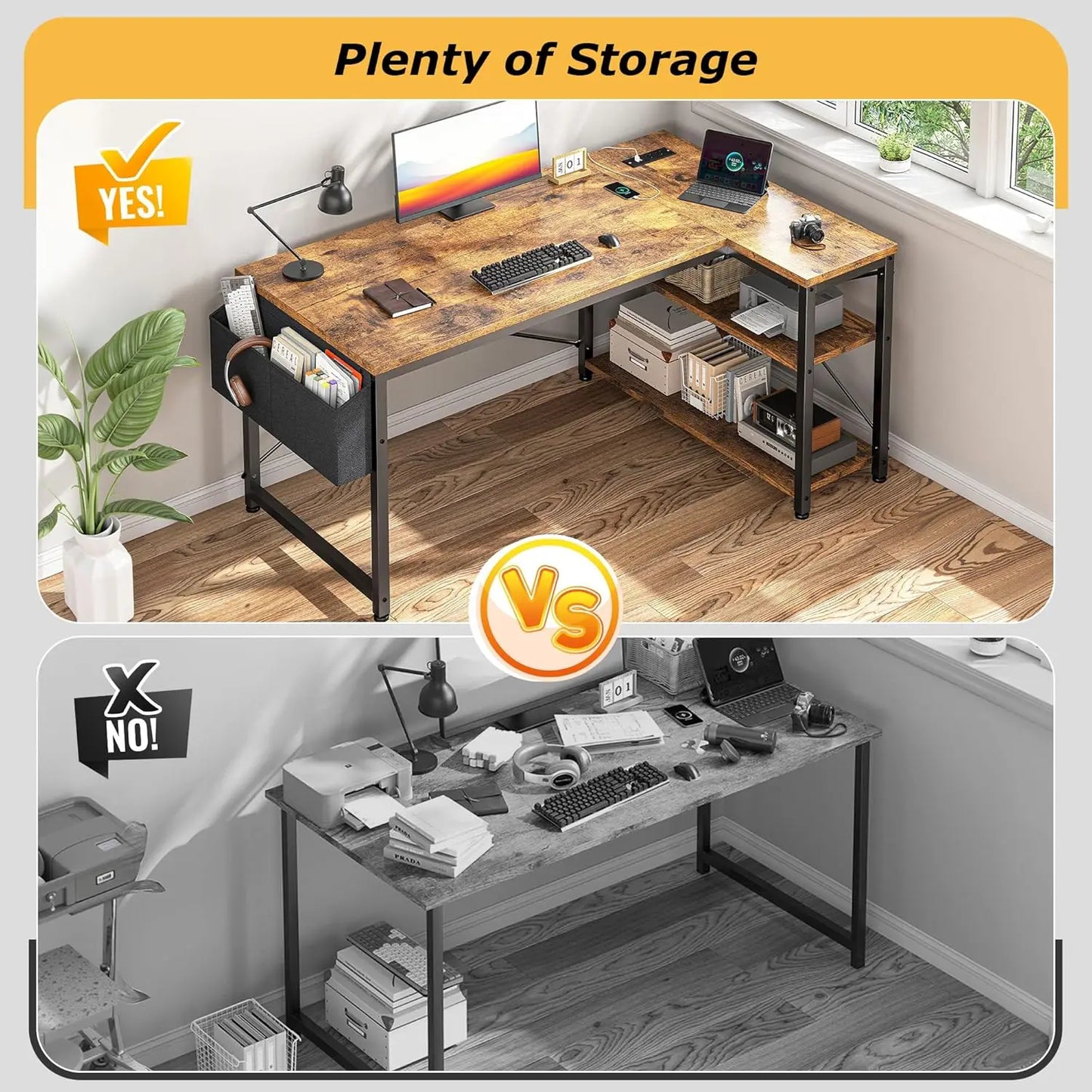40 Inch L Shaped Gaming Desk with Storage | Corner Computer Table