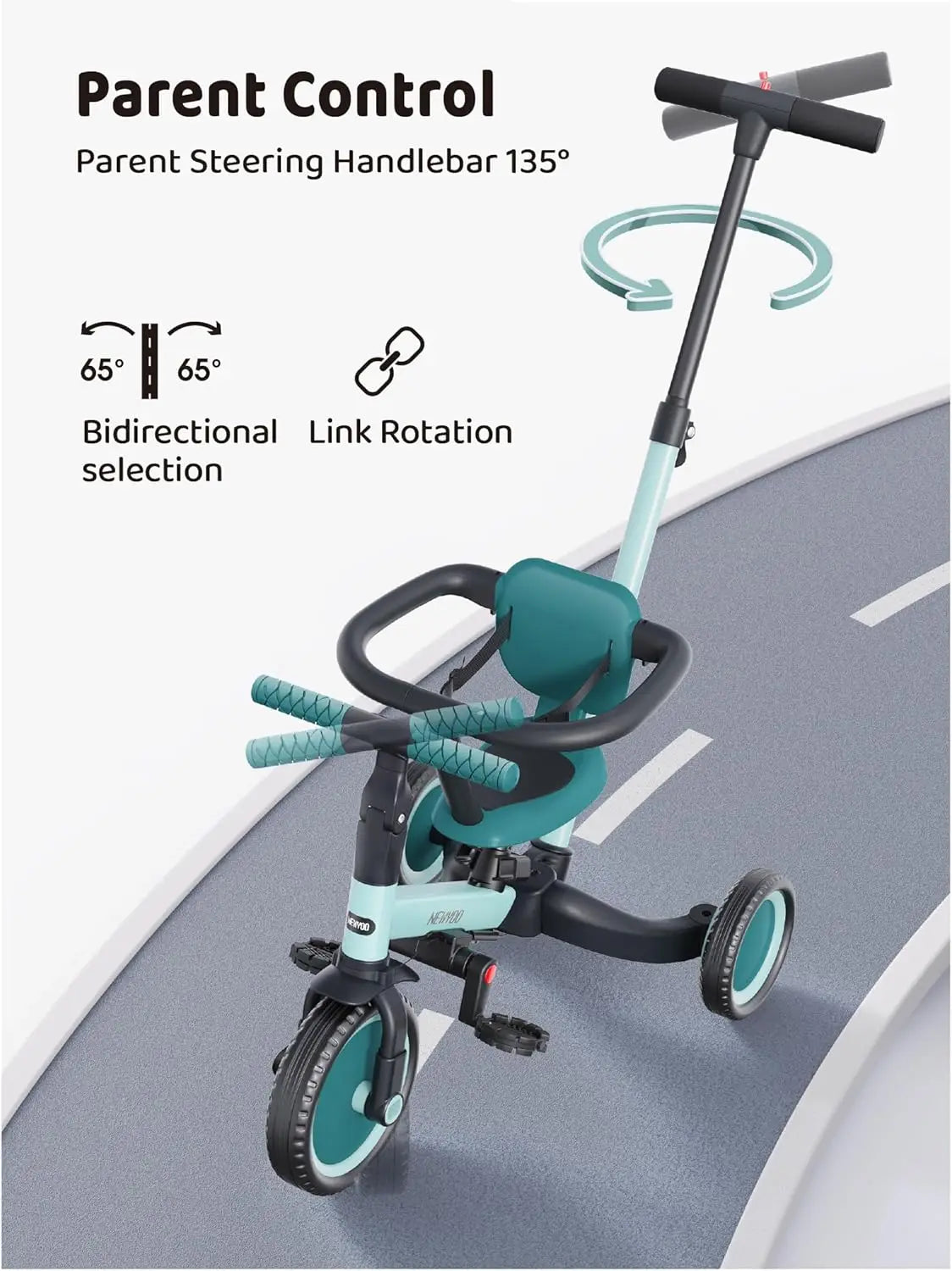Toddler Push Tricycle | 5-in-1 Balance Bike for Ages 1-3