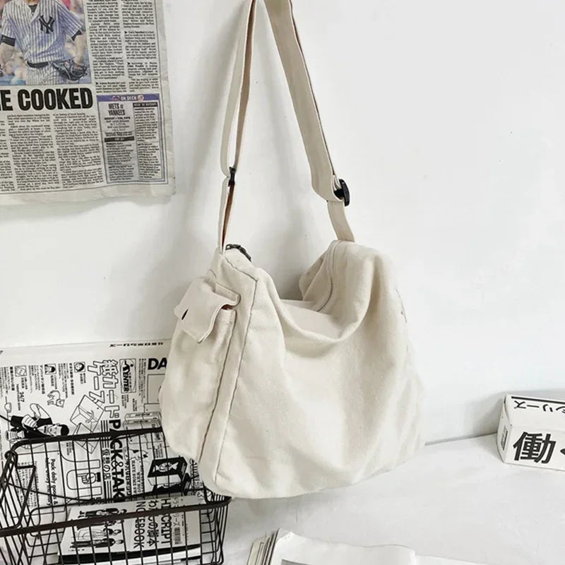 Unisex Canvas Bag | Stylish Korean Student Book Bag