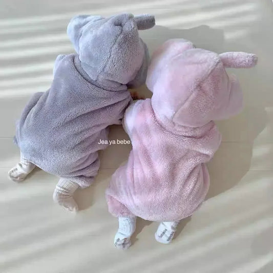 Cute Cartoon Elephant Fleece Jumpsuit for Infants | Cozy Winter Wear