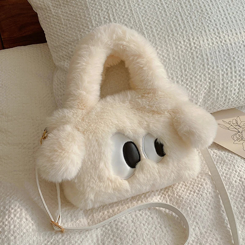 Bolsos de mano de peluche lindos con ojos grandes | Bolso cruzado esponjoso para mujer