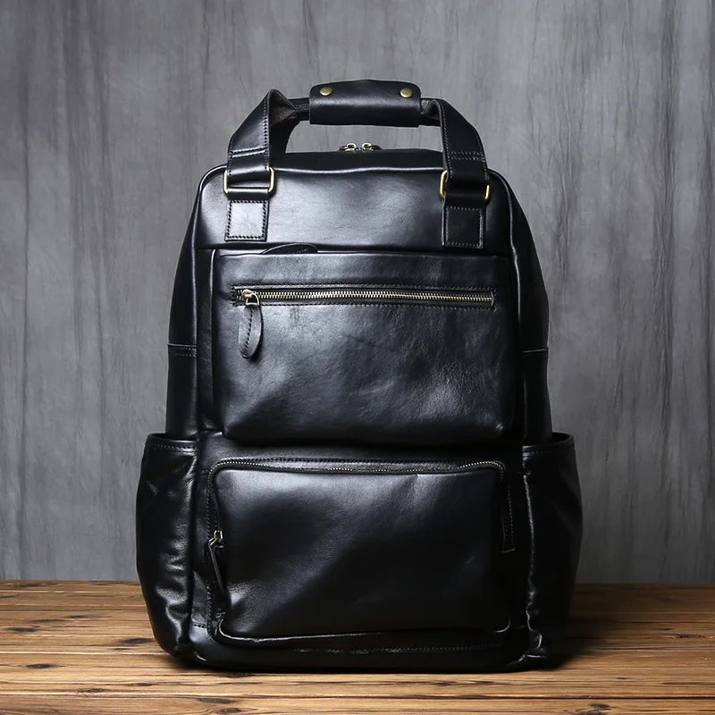 Large Capacity Retro Leather Men's Backpack for Travel & Work