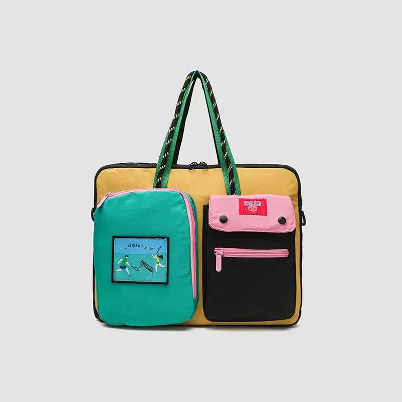 Women's Color Block Cartoon Pattern Computer Bag | Stylish & Portable