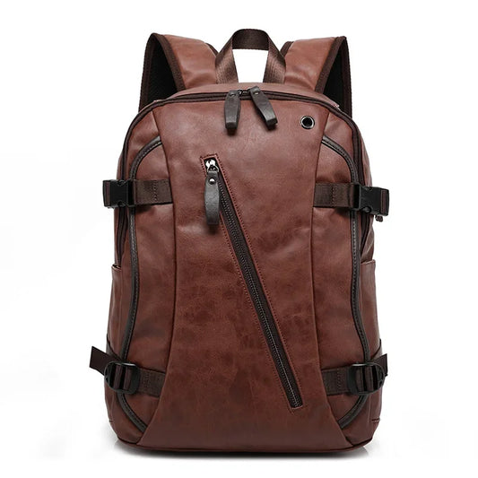 Vintage Men's PU Leather Backpack | Stylish Travel & School Bag