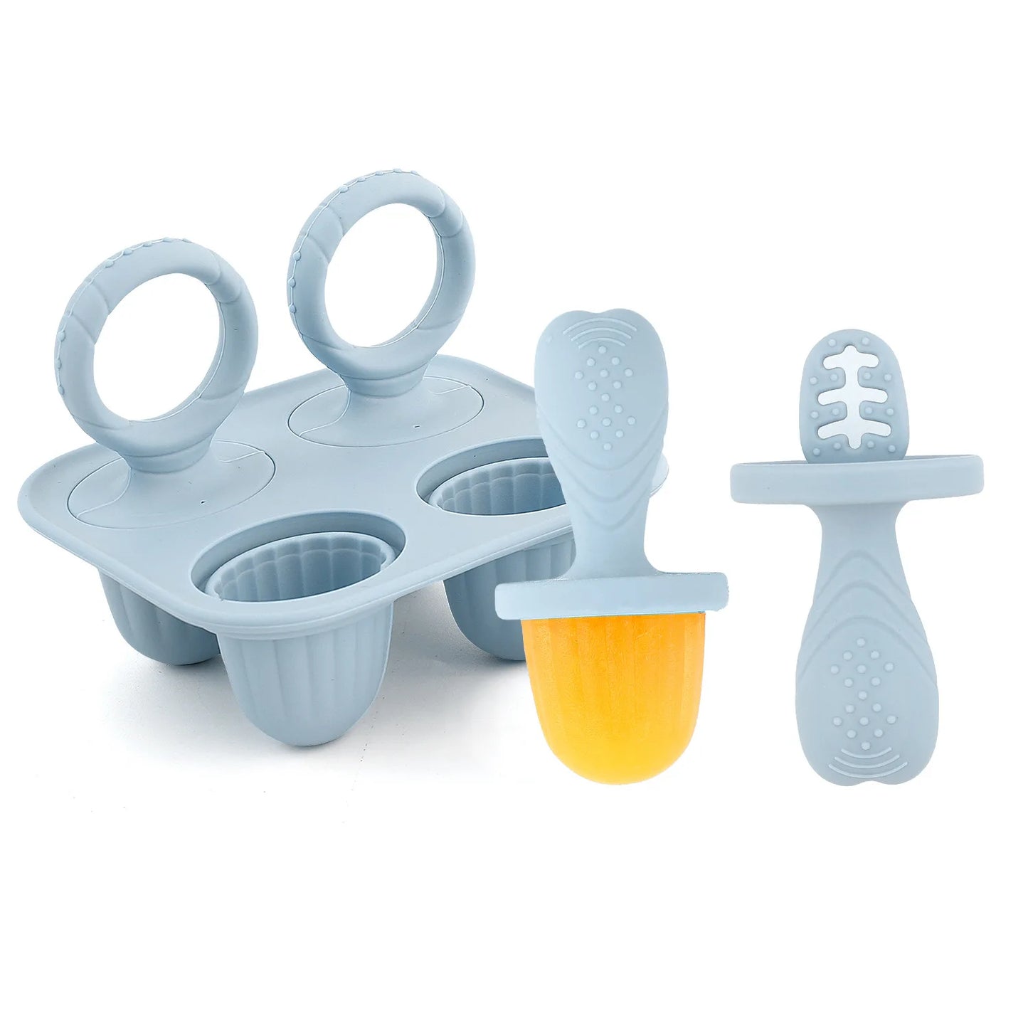 5PCS Baby Fruit and Vegetable Teether Silicone Hand Ring Food Supplement Squeezing Rabbit Shape Bite Feeding Tableware BPA Free