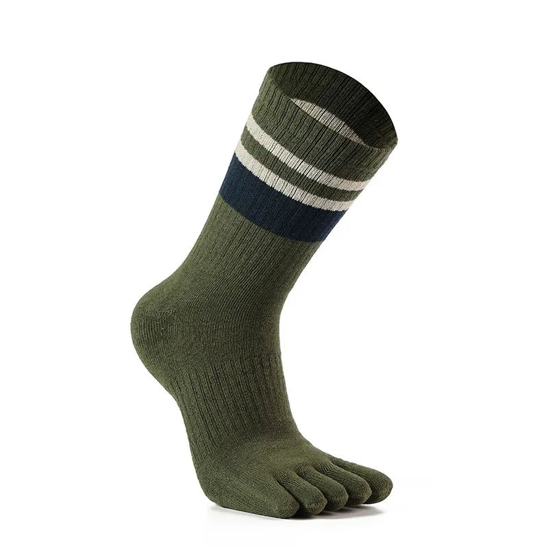 Thick Cotton Striped Winter Toe Socks for Men | Ultimate Warmth