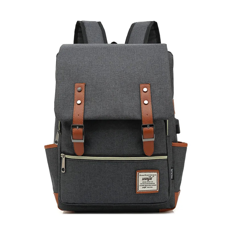 Stylish USB Charger Canvas Backpack for Students & Travelers