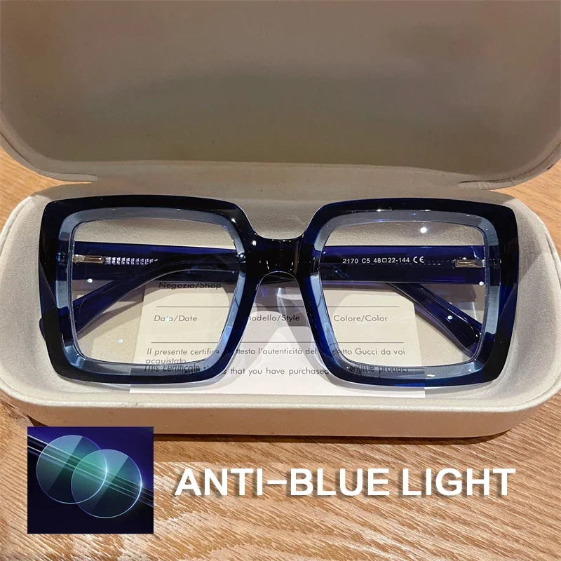 Stylish Square Reading Glasses with Anti Blue Light Protection