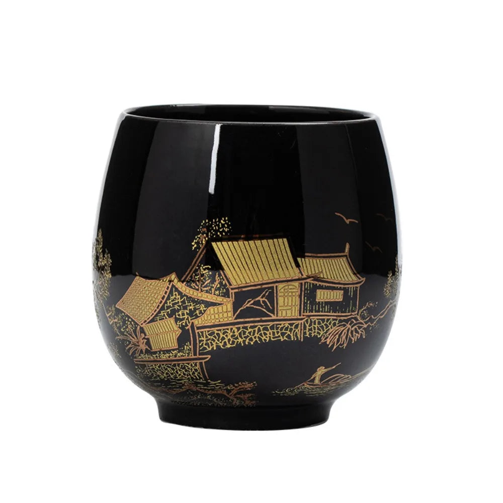 2pcs Teaware Japanese-style Ceramic Teacup Retro with Glaze Simple Master Mug Smooth Surface 180ml Kung Fu Tea Cup Office