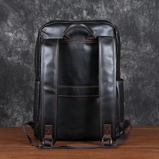 Mochila de cuero doble hombro para hombre | Bolsa elegante de gran capacidad