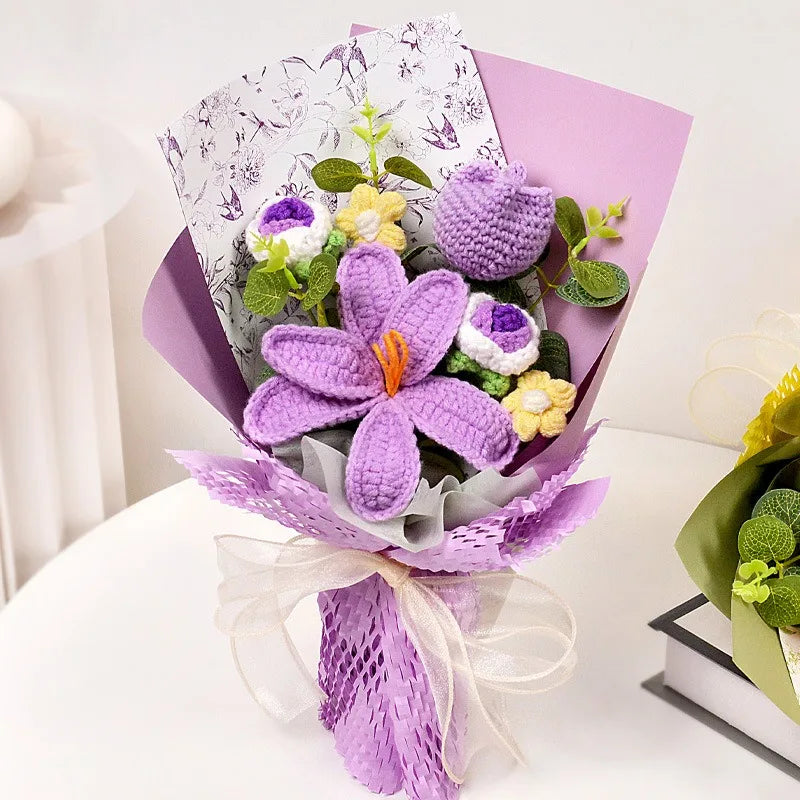 Handmade Crochet Tulip Bouquet | Elegant Home Floral Decor