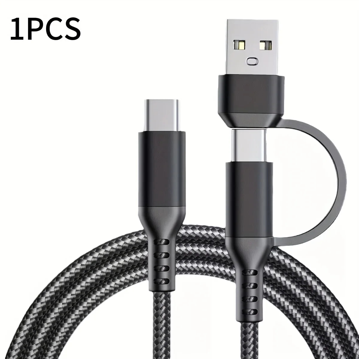 60W 2-in-1 USB-C Fast Charging Data Cable for Android Devices