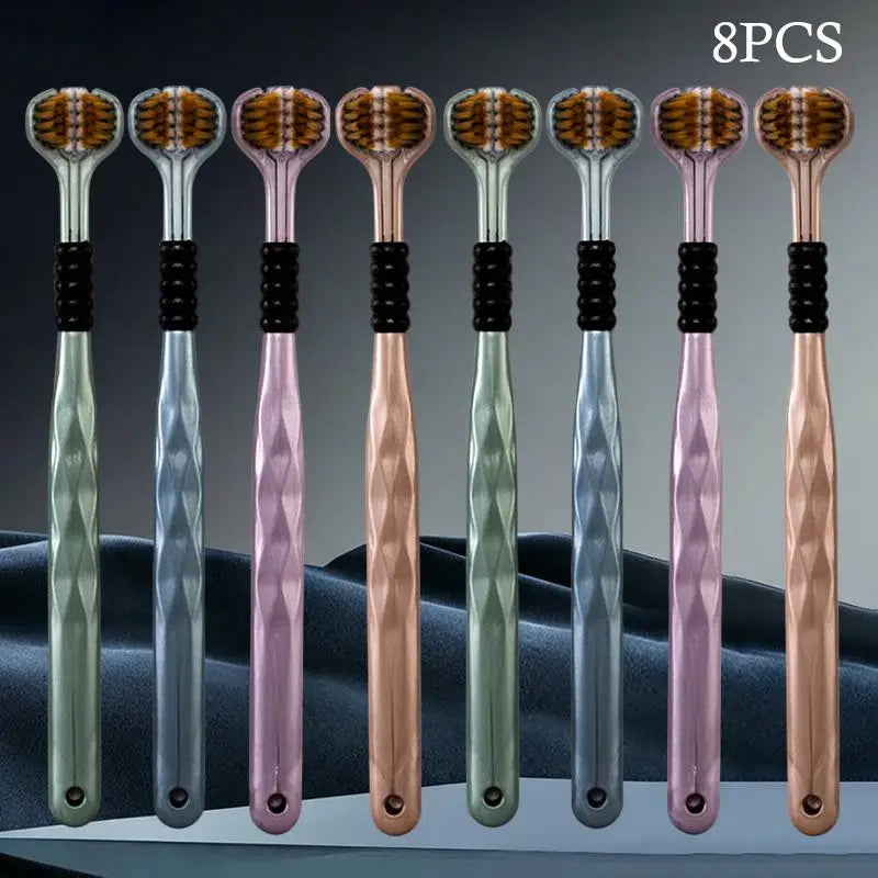 New 1PCS/2PCS/4PCS/8PC Three Sided Soft Bristled Toothbrush Adult Household Cleaning Gingival Protection Advanced Toothbrush