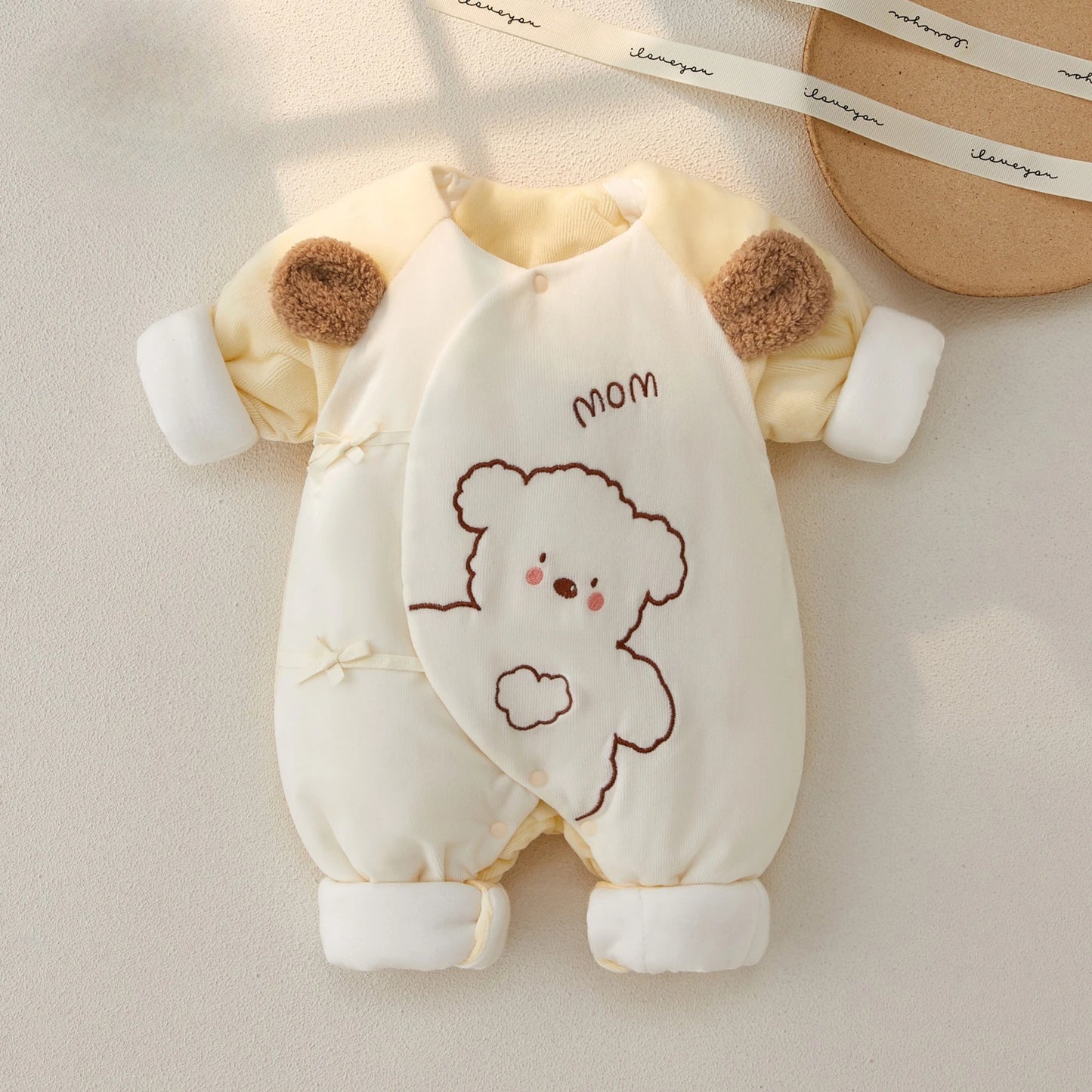 Adorable Newborn Baby Bodysuits | Cute Bear Pattern for Winter