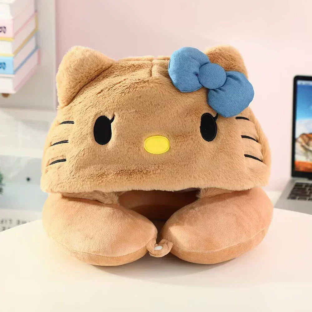 Kawaii Kitty Style Hooded U-Shaped Neck Pillow | Travel Nap Pillow