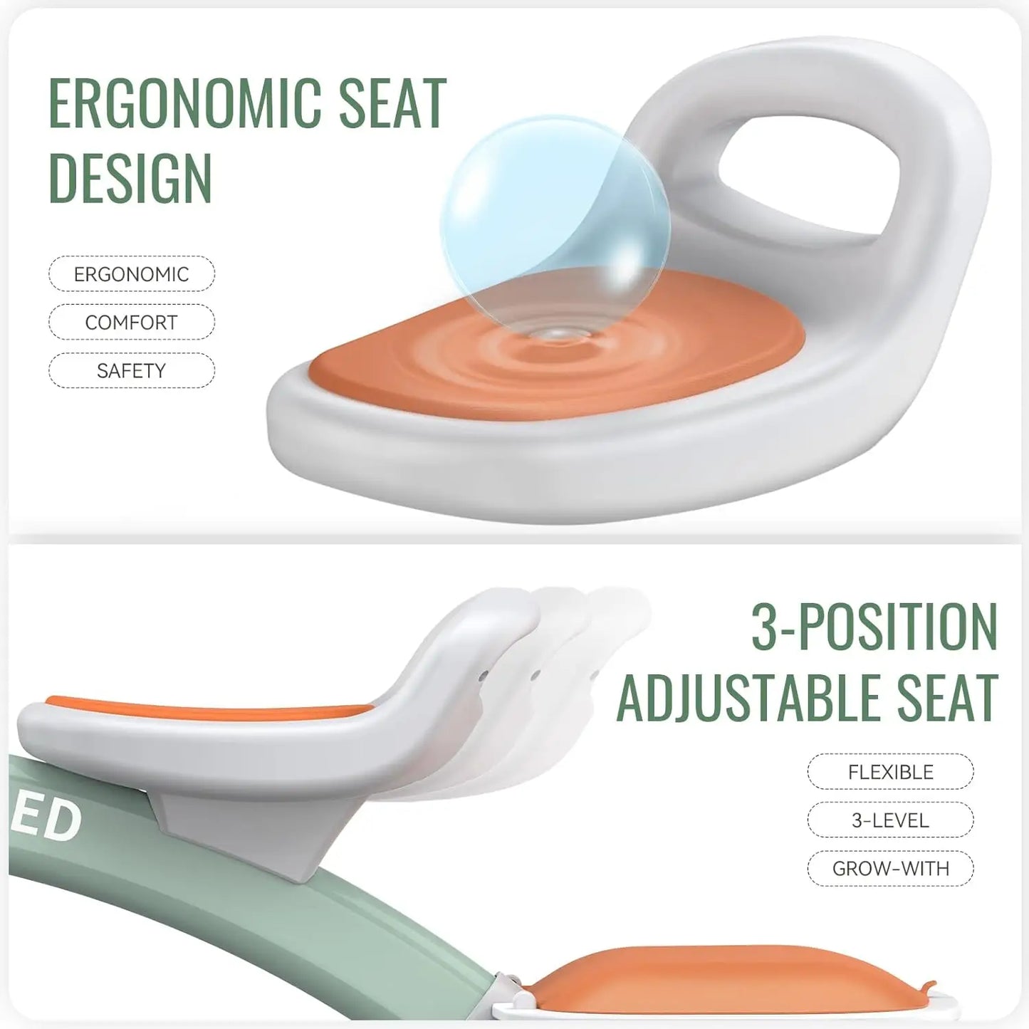 Colorful Lighting Toddler Tricycle for Ages 2-5, Adjustable Seat & Handlebar, Removable Basket, Kids Birthday Gift (Green)