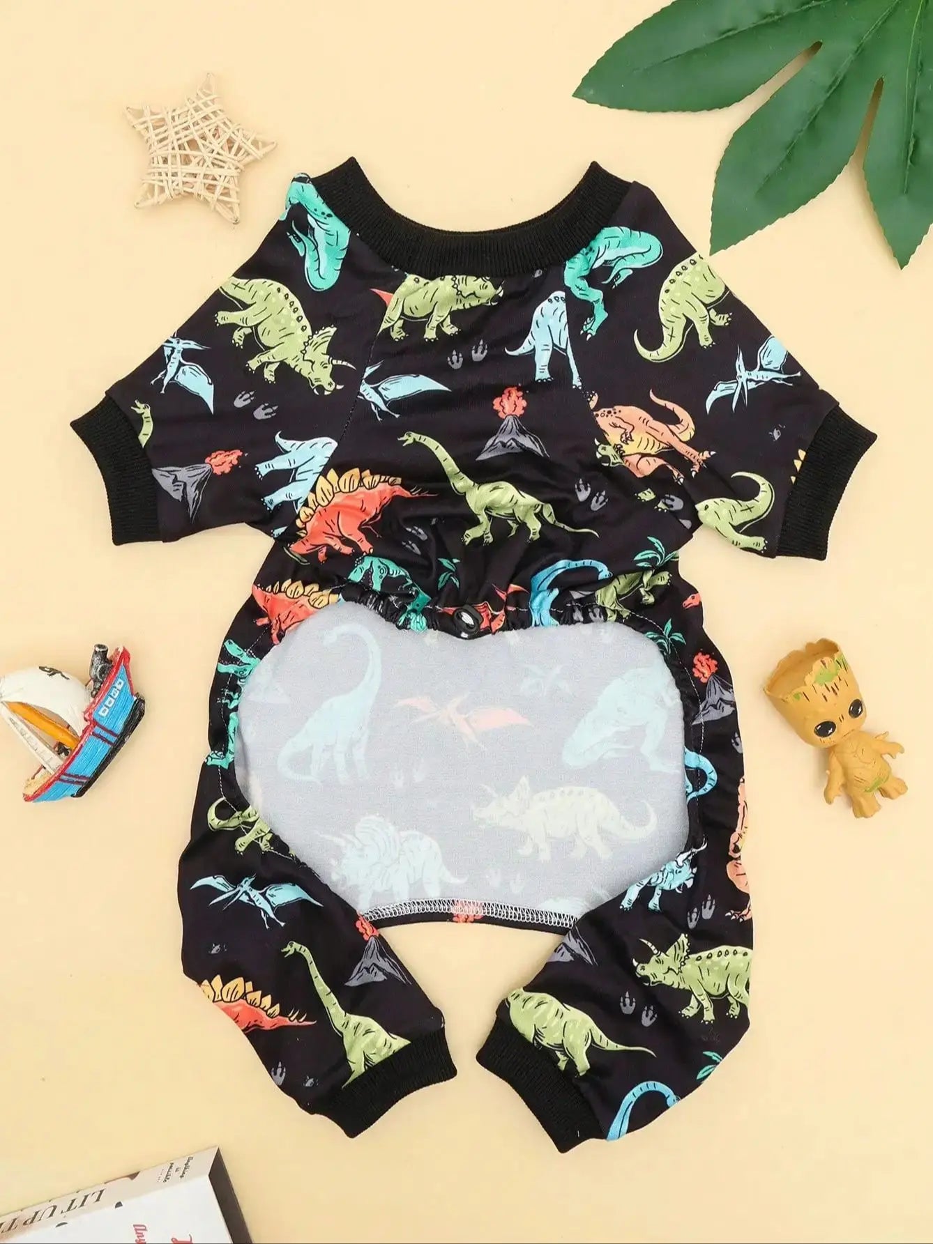 Cute Dinosaur Print Small Dog Pajamas | Stretchy Summer Onesies