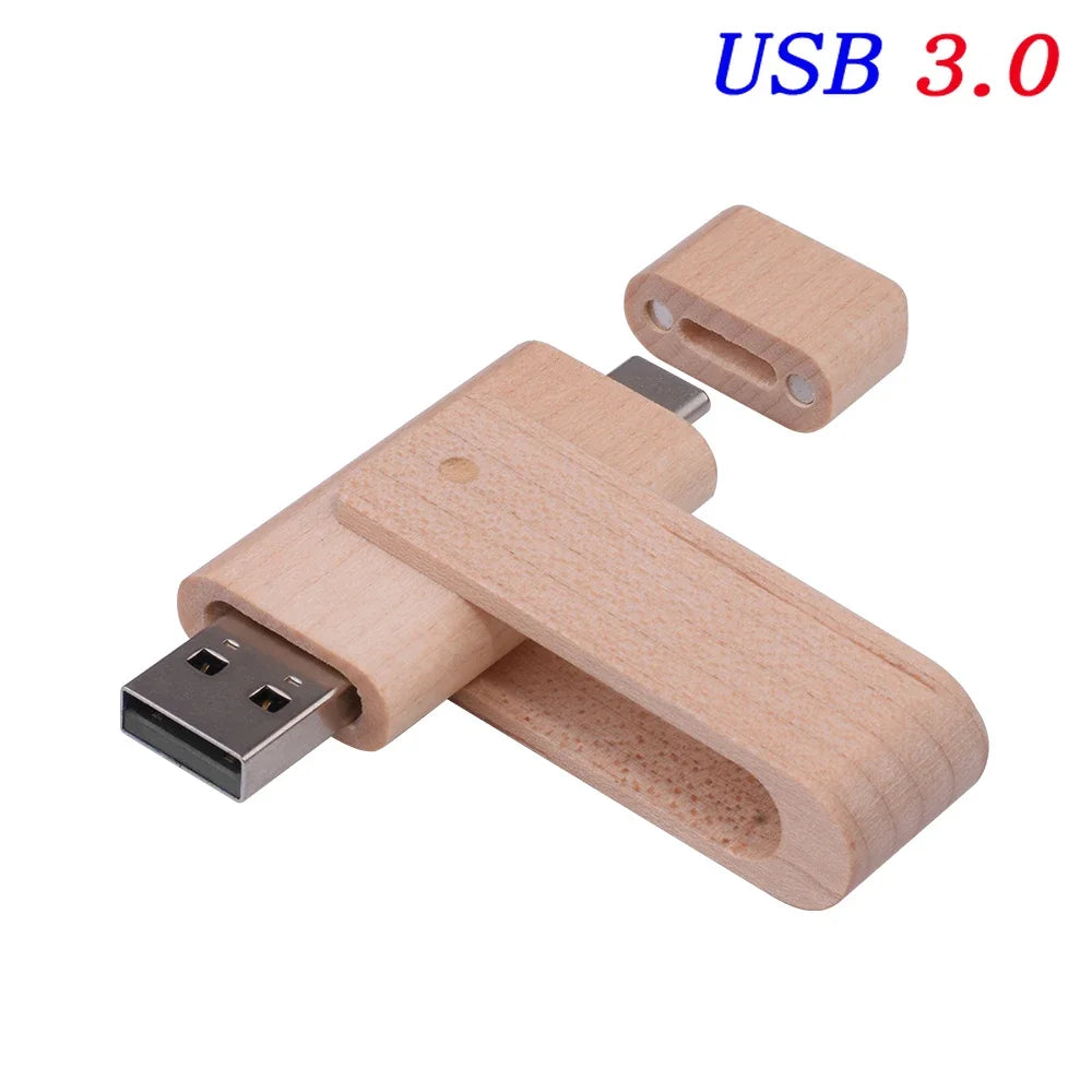 Wooden TYPE-C USB Flash Drive | Custom Logo Pendrive Gifts