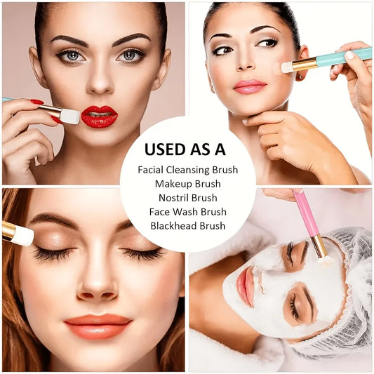 Juego de 5 cepillos de limpieza facial y de pestañas | Cuidado definitivo del maquillaje