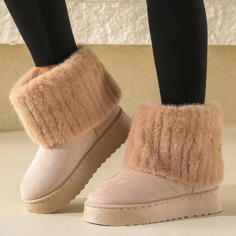 Men's Korean Style Fleece Snow Boots | Warm Plush Mid-Calf Winter Loafers