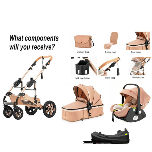 Cochecito de bebé 3 en 1 con base Isofix | Sistema de viaje versátil