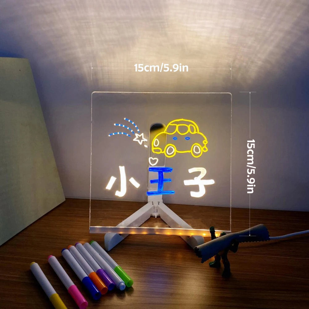 Pizarra LED colorida con 7 bolígrafos | Tablero de mensajes creativo para manualidades