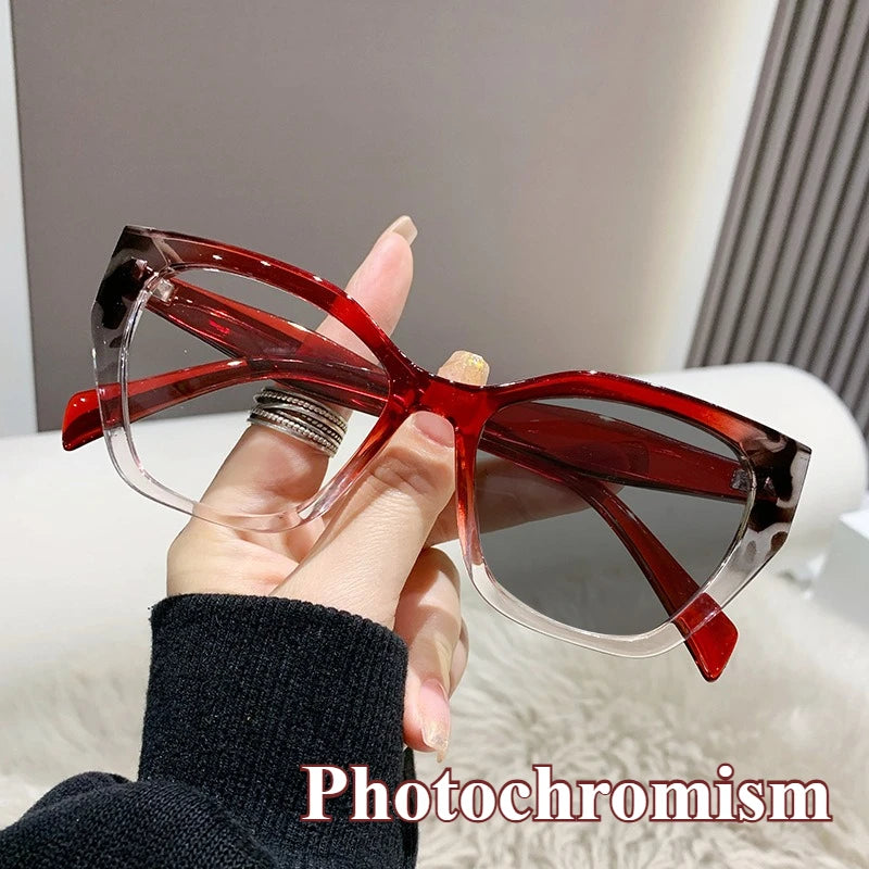 Fashionable Cat Eye Color Changing Glasses | Chic Polygonal Style