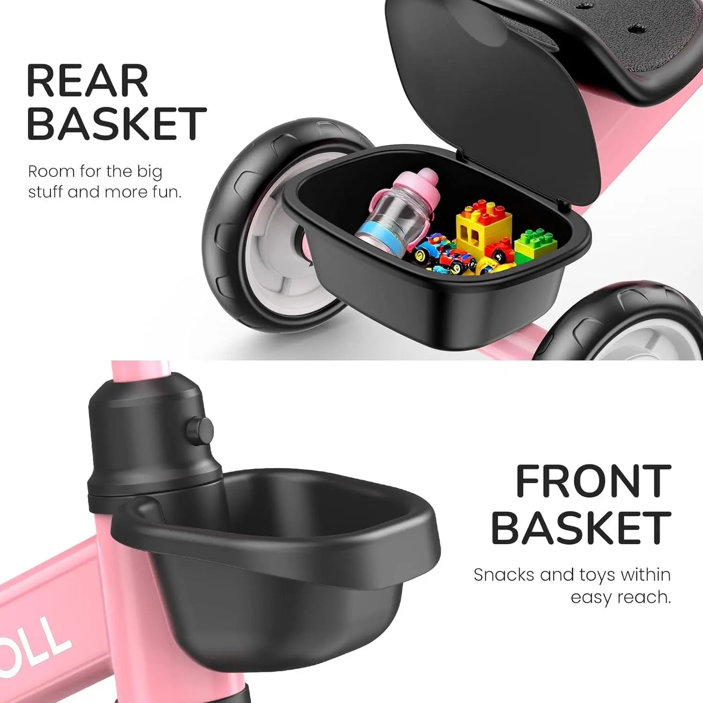 Adjustable Toddler Tricycle for 2-5 Year Olds, Light-Up Wheels Outdoor Toy, Birthday Gift for Girls Age 2-4