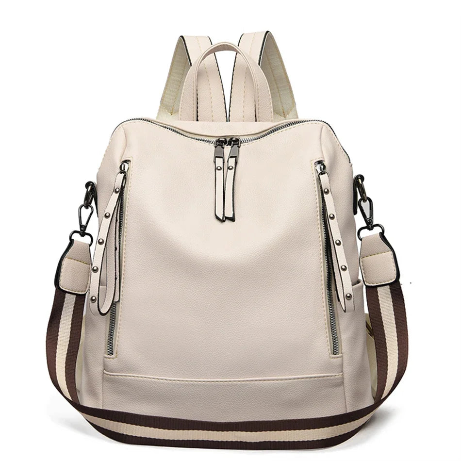 Mochila de cuero impermeable elegante para estudiantes jóvenes | Duradera y a la moda