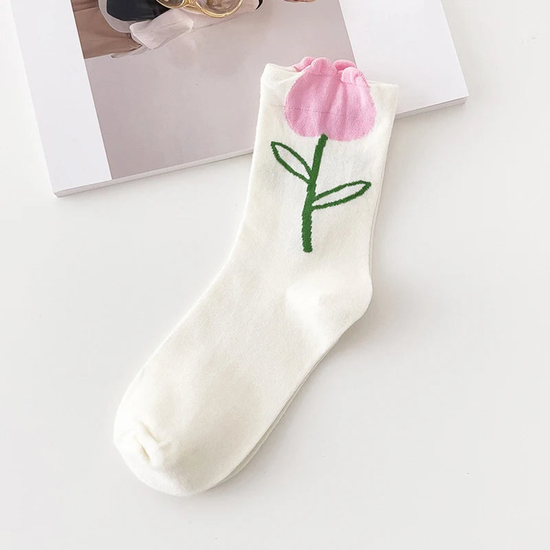 Women's Cartoon Flower Candy Color Socks | Stylish & Comfortable