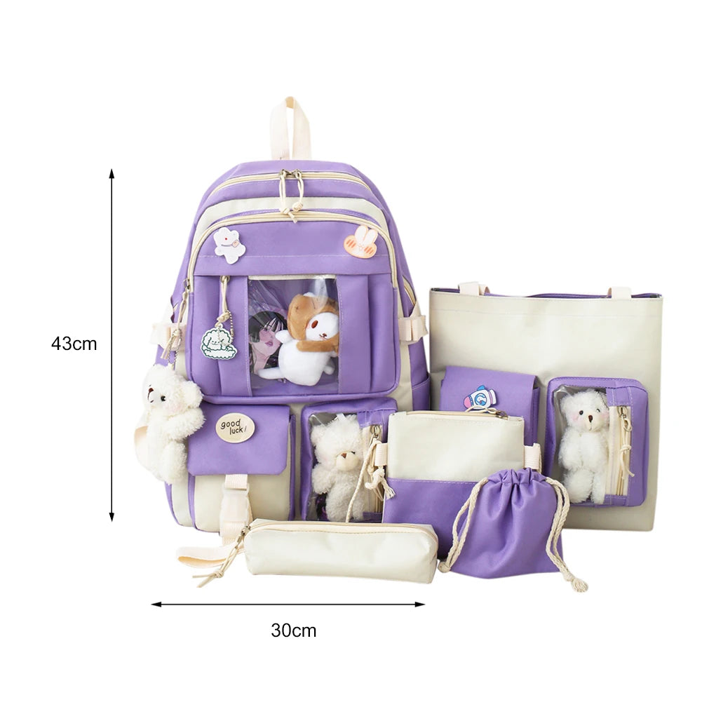 Kawaii Cute Backpack for Girls | Multi-Pockets School Bag