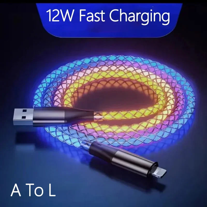 1m 6A Glowing USB Type C Charging Cable | Fast Charge Mobile Cord